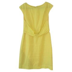 J CREW Lemon Linen Twist Front Bateau Neck Dress